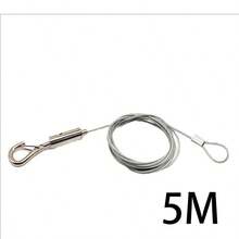 1/2/3/4/5m Heavy Duty Stainless Steel Picture Hanging Wire Rope, Practical Silver With Carabiner, Customizable Hanging Cable, Art Frame Suspension Rope, Suitable For Gallery Display And Indoor Wall Decor - Adjustable Stainless Steel Cable - View 3