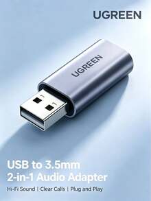 UGREEN CM383 USB ke 3.5mm Kabel Konverter Kombinasi Kartu Suara Eksternal, Headphone/Mikrofon, Adaptor Audio untuk Komputer, Laptop, PS5, dan Headphone - View 1