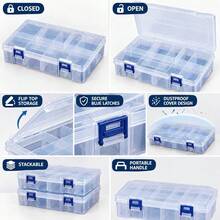 1pc Plastic Divided Storage Box Transparent Fishing Tackle Box Waterproof Compartment Storage Box DIY Craft Storage Box - Multicolor - View 6