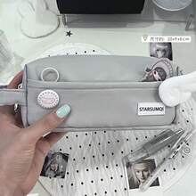 1pc Minimalist Polka Dot Mousse Pencil Case, Storage Bag, Large Capacity Multi-Functional Multi-Layer Pencil Case Student Stationery Storage Bag, Student Home Classroom Office Multi-Functional Universal Storage Neutral Pen Ballpoint Pen Writing Pen Pencil Eraser Ruler Multi-Stationery Storage Box Set, Holiday Stationery Gift - A - View 2