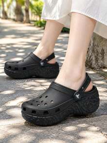 Crocs Women's Sports Sandals/Slides Classic Cloud Floral Clog Thick Sole Rhinestone Decor Beach Closed Toe Sandals 213447-001 - Black - View 2
