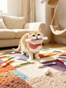 Cat Wand Toys 2 Packs Extra Big Interactive Play Wands Indoor Entertainment Toy Promote Cat Exercise Relieve Boredom Sturdy Bite Resistant Suitable For Kitten And Adult Cats Pet Owner Essentials - 2 Pieces Yellow - View 6