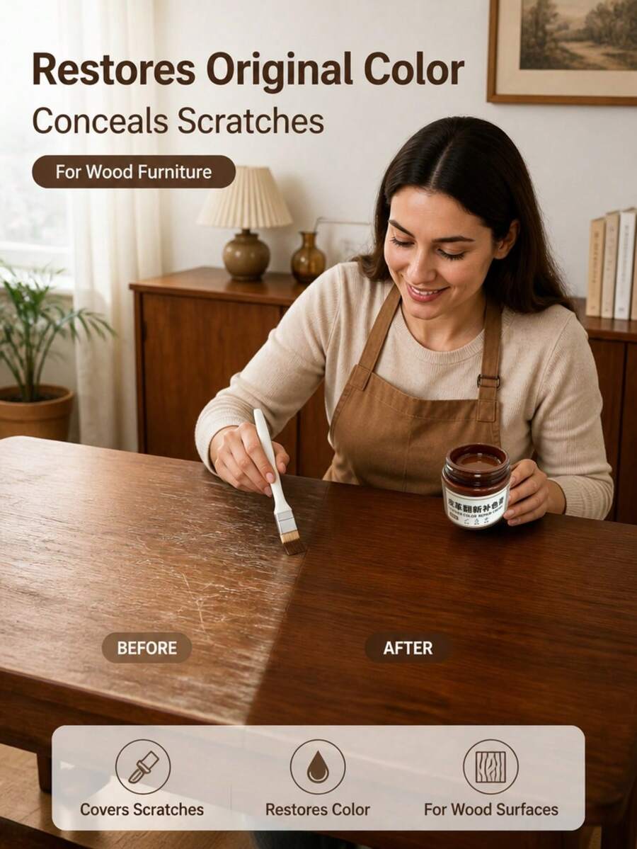 Wooden Furniture Repair Paste - Compound For Repairing Scratches, Fading And Wear; Suitable For Dining Tables, Cabinets, Floors And Doors.