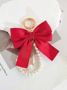 1pc Women's Keychain, Bowknot Pearl Keychain Pendant, Creative Colorful Bag Charm, Key Gift - Multicolor - View 10