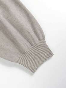 Plus Size Women's Long Sleeve Tie-Front Cardigan, Loose Knit Sweater (Includes Belt) - Khaki - View 6