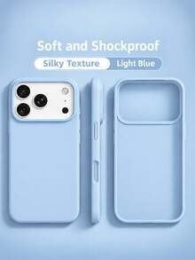 VRNOEI 新款奢華軟質淺藍色防震手機殼，適用於 iPhone 17 16 15 Pro 14 Plus 13 12 11 17 18 Pro Max Air，防震保護殼，時尚設計，高品質吸震材質 - 淺藍色 - 查看 1
