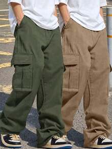 2pcs/Set Boys & Teenage Casual Sports Loose Cargo Pants With Big Pockets, Suitable For Workout & Outdoor - Multicolor - View 10