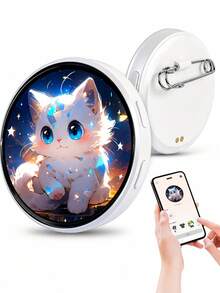 Smart Electronic Display Brooch, Digital Photo & Video Pendant Connectable To Phone, Rechargeable Screen Brooch, Supports Personalized Content, Creative Fashion Accessory, Christmas Halloween Birthday Valentine's Day Gift For Men & Women - View 8