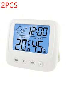 1pc New LCD Digital Thermometer & Hygrometer, Baby Room Humidity Monitor, Backlight, Home Indoor Electronic Temperature Gauge, Weather Station - Multicolor - View 7