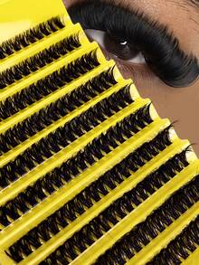 200pcs D Curl DIY Cluster False Eyelashes, Ultra Dense Long Curly Single Eyelashes, Thin Natural Cartoon Style, Suitable For Home Beginners, Thickened False Eyelashes - D - View 6