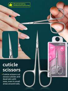 Professional Cuticle Scissors With Curved Titanium Blade - High Precision Nail Trimmer For Dry Skin And Nails, Ergonomic Non-Slip Handle, Suitable For Eyebrow And Eyelash Grooming, Home And Salon Use - Multicolor - View 1