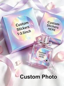 19/49/99/299pcs Custom 1-3.5inch Holographic Circle Labels For Business Logo - Personalized Waterproof Round Stickers For Jars, Candles, Products And Businesses, Custom Stickers Label - Personalized Labels For Business Logo, Customized Sticker Label - Circle-holographic - View 3