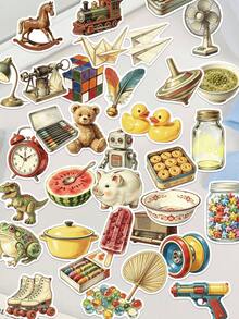 50 buah Stiker Barang Kecil Masa Kecil untuk Casing Ponsel, Kulkas, Perencana, Buku Harian, Album Foto, Koper, Jendela, Gitar, Helm, Skateboard, Laptop - MultiWarna - View 2