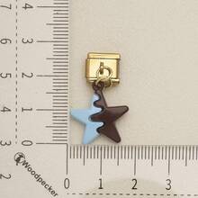 1pc Cute Chocolate Blue Enamel Zinc Alloy Charm, Heart Star Bow Bear Dangle Pendant For DIY Bracelet Necklace Jewelry Making - Blue and Coffee Color-block Design - View 27