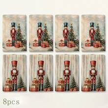 2pcs Nutcracker Print Kitchen Towels, Christmas Tree Gift Box Snowflake Holiday Pattern Hand Towels, Vintage Country Winter Style Dish Cloth Tea Towel, Suitable For Kitchen Cooking, Baking, Cleaning Wiping And Christmas Home Decor, Christmas Winter Holiday Gift - Multicolor - View 10