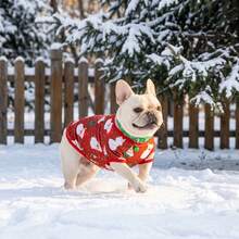 Red & Green Christmas Dog Clothes Set, 2pcs Pet Outfit With Bell Collar, Holiday Winter Vest For Small & Medium Dogs - Red - View 8