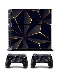 Cross-Border Hot-Selling 4pcs Black & Gold Pattern P4 Game Console Stickers, Dust-Proof & Wear-Resistant - View 5