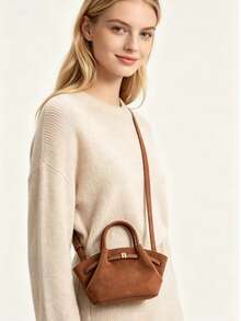 JP Dumpling Bag 女款 JH30692 Hana 小號新款手提包 肩背斜挎托特包 多用途 通勤上班 出行購物約會 小錢包 輕量耐用 麂皮 高顏值 百搭 - 摩卡棕 - 查看 10