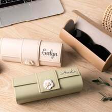 Hộp đựng kính da thuần chay nam châm cá nhân hóa, quà tặng cho nữ, quà tặng phù dâu, hộp đựng kính thời trang du lịch, quay lại trường học - Nhiều màu 3 - Xem 4
