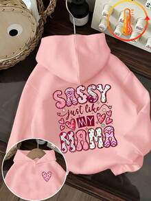 Tween Girl Fun Print Pullover Sweatshirt, Warm And Comfortable Thermal Lined Pullover Sweatshirt For Autumn/Winter - Pink - View 2