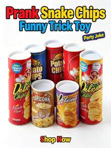 Potato Chip Can Prank Fake Snake, Realistic Spring-Loaded Scare Toy, Reusable Stress Relief Gag Gift, Christmas Stocking Filler, Adult New Year Party Gift - Multicolor - View 4