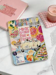 1pc Citrus & Convertible Car Tablet Case Compatible With IPad Mini6/Mini7/10.2/10.5/10.9 (Air4-Air8)/Pro 11/10th Gen/A16/Pro 11 2024 Models, Double-Sided Colorful Pattern, Transparent Acrylic Back Shell, Silk Texture 8-Angle Stand, Auto Sleep/Wake, Built-In Pen Slot, Pen Not Included, Some Models With Camera Frame - Multicolor - View 10