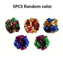 10pcs/5pcs Random Colorful Cat Crinkle Ball Toy, Lightweight & Chewable & Chaseable & Creatively Photoshoot Props, Keeps Pet Active, Also Could Be Used As Ornament & Festival Decoration, Suitable For Home Indoor Use - Multicolor - View 12