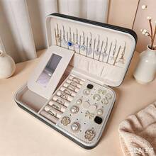 1pc Velvet Jewelry Box With Zipper, Large Capacity Jewelry Storage Box With 2 Removable Dividers, Earring Rings Necklaces Bracelets Organizer Box. Suitable As Gift For Girlfriend, Friend, Girls, Mother's Day Sun Travel Cool, Room Decor - Multicolor - View 29