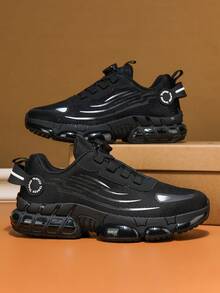 Cool All-'s Functional Chunky Sneakers With Knob Button Design, Streamlined Decor, Thick Sole, Height-Increasing, Daily Wear - Black - View 8