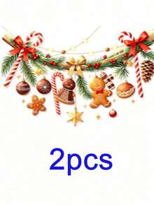 Set Stiker Jendela Natal Bertema Manusia Kue Jahe, Permen Tongkat, Ranting Pinus, dan Bintang, Stiker Kaca PVC Perekat Dua Sisi Kreatif yang Dapat Dilepas, Cocok untuk Dekorasi Jendela Ruang Tamu, Pintu, dan Permukaan Kaca Lainnya - Berbagai spesifikasi - View 8
