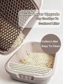 Double Layer Waterproof Cat Litter Mat For Small, Medium And Large Litter Boxes, Washable Cat Litter Cleaning Mat, 8mm Thick Cat Litter Box Mat - Coffee Brown - View 4
