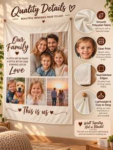Custom Photo Wall Tapestry Personalized Family Picture Hanging, Smooth Polyester Vertical Tapestry With Custom Photo And Custom Text, Decorative Wall Art For Bedroom Living Room, Family Gift Home Decor - Multicolor - View 4