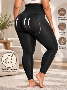 2pcs Plus Size High Waist Tummy Control Butt Lifting Elastic Yoga Fitness Pants For Women - Multicolor - View 6