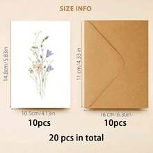 10pcs Watercolor Floral Greeting Card Set With Envelopes, Blank Cards, Exquisite Watercolor Wildflower Blank Note Cards, Suitable For Wedding, Birthday And Various Occasions Invitation, Party, Thank You Cards, Gift For Women, Back To School - Multicolor - View 6