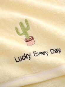 1/3 Pack 9.8*19.7 Inch 100% Pure Cotton Cactus Embroidered Hand Towel, Thickened Skin-Friendly Soft Face Towel, High Absorbency, Suitable For Shower, Kitchen Hand Drying, Makeup Removal, School, Travel And Daily Home Use - Yellow - View 9