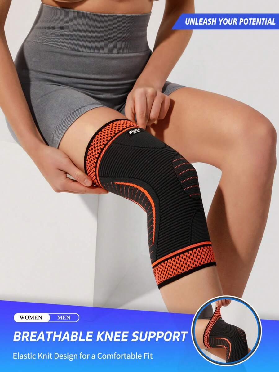 JINGBA SUPPORT 1pc Breathable Elastic Knee Sleeve - Compression Knee Support For Sports, Exercise And Daily Use, Unisex - Orange - View 1