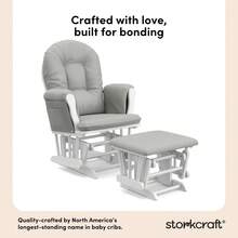 Storkcraft Premium Hoop Glider & Ottoman, Natural/Beige - White/Light Gray - View 3