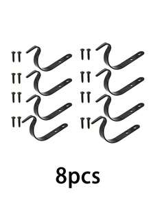 1/4/8pcs Black Sturdy Arched Multi-Purpose Iron Hooks, Rust-Resistant Plant Hangers, Suitable For Hanging Wind Chimes, Wall-Mounted Plant Racks, Large Outdoor Planters And Stands, Applicable For July 4th Decor, Gardening Tools, Outdoor Furniture, Outdoor Decor - Multicolor - View 15