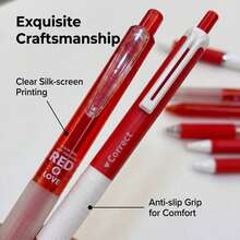 9PCS Red Theme Ballpoint Pen Set, Click-Action Snap Structure, Multiple Pen Barrel Styles, Notebook Recording, Problem Solving, Handwriting, Office Stationery Set, 0.5mm Writing Tip, Student Office Daily Note-Taking And Problem Solving Stationery Set - Sets - View 4