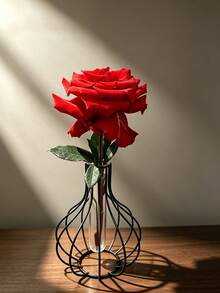 1pc/Hollow Iron Art Glass Vase, Ins Style Vase, Suitable For Dried Flowers, Artificial Flowers, Reed Flowers, Roses And Other Small Desktop Decor Home Accessories, For Living Room, Bedroom, Floral Arrangement Vase - Pumpkin Bottle - View 5