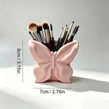1pc 3D Printed Butterfly Makeup Brush Holder, Highly Attractive Desktop Cosmetic Storage Box, Multi-Function Storage Bucket, Suitable For Eyebrow Pencil, Earrings Jewelry, Vanity Decor Christmas - Multicolor - View 6