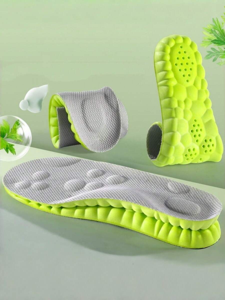 ZHICEN 1 Pair High Elasticity Latex Insoles Shock Absorption Cushioning Sports Shoe Pads Arch Support Breathable - Grey - View 1