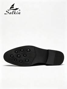 Salkin 男士便帽樂福鞋 正裝皮鞋 休閒商務社交鞋 適合辦公室、派對、婚禮，請選擇大一號 - 黑與白 - 查看 5