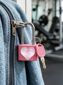Mini Metal Padlock With Translucent Heart-Shaped Decoration; Includes 2 Keys. Small Combination Lock, Small Luggage Lock, Metal Key Lock, Suitable For Luggage, Backpack, Pencil Case, Gym Locker, Travel Accessories, Perfect Birthday Gift, Halloween Christmas Gift, Daily Home Supplies - Multicolor - View 10