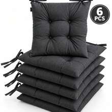 6 Pcs Comfortable Indoor & Outdoor Seat Pads For Kitchen, Dining, Garden, Balcony & Patio Chairs In Turkey - Dark Grey - View 9
