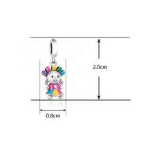 1pc S925 Sterling Silver Colorful Doll Pendant Bead, Resin Childlike Style Little Girl DIY Bracelet Charm - Silver - View 5