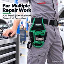 TKIGZNW A022 Work‑Site Tool Waist Bag,1Pc,1680D Oxford Multi‑Slot Tool Holder With Metal Clip For Handyman On‑Site Maintenance - Black - View 6