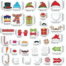 36Pcs Christmas Photo Booth Props,Paper Handheld Selfie Props With Santa Claus & Snowball Patterns,Christmas Party Decor Supplies - Multicolor - View 3