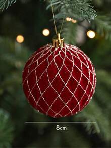 Christmas Ball Ornaments, Beaded And Sequined Christmas Tree Hanging Decor, Suitable For Collection Display And Storage, Matches Plush Doll Collection, Holiday Party And Shelf Styling Holiday Aesthetic Decoration - Multicolor - View 4