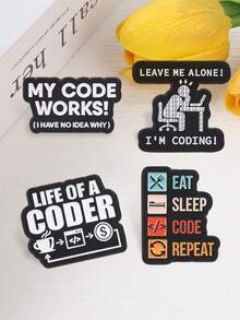 1pc Geek Coding Slogan Brooch, Humorous Coder Enamel Pin, Aesthetic Clothing Bag Accessory For Tech Fans - Multicolor - View 8
